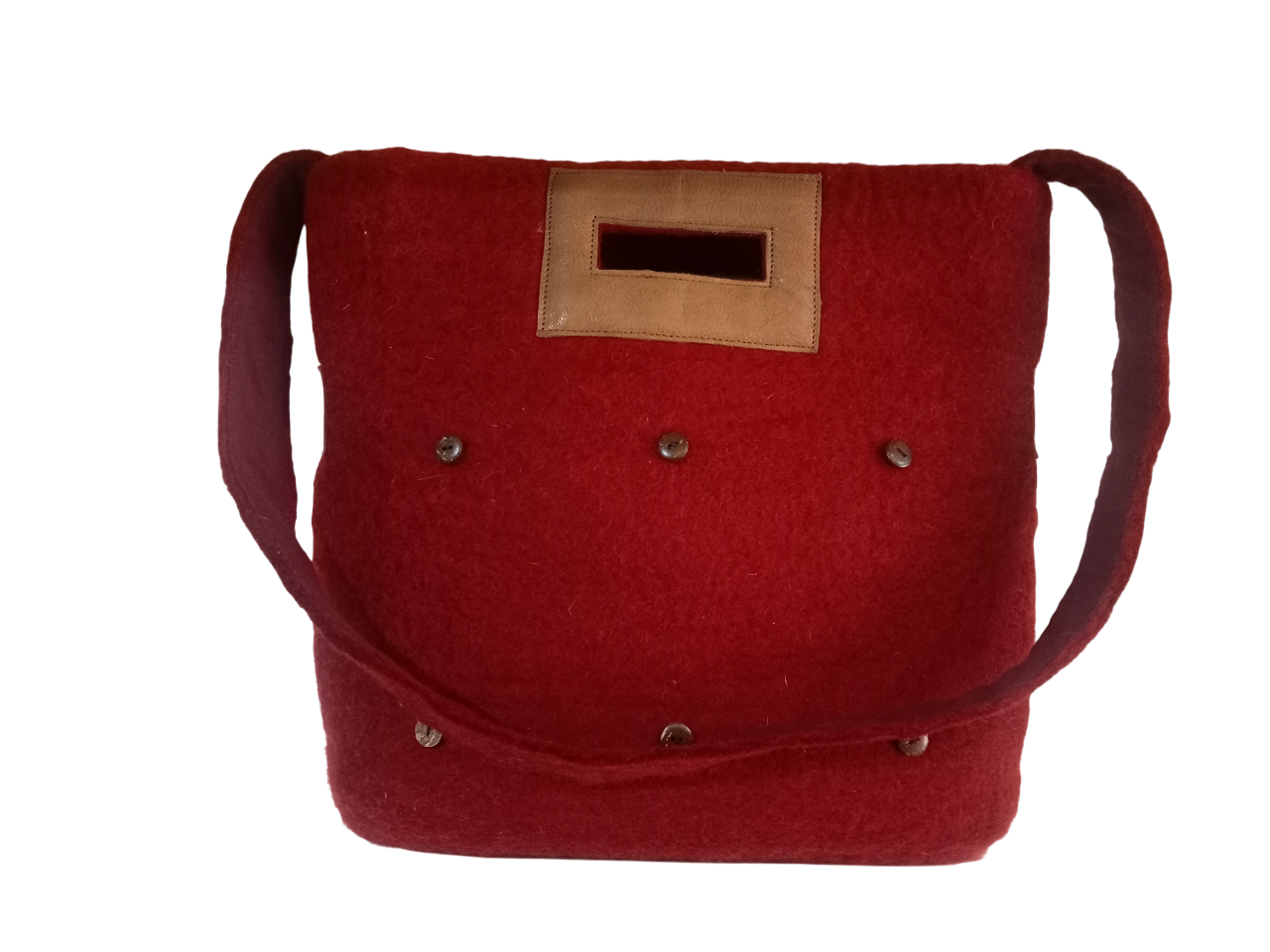 Nepali Felt Shoulder Bag-Handle Bag - Bag-Handcrafted Maroon Elegance