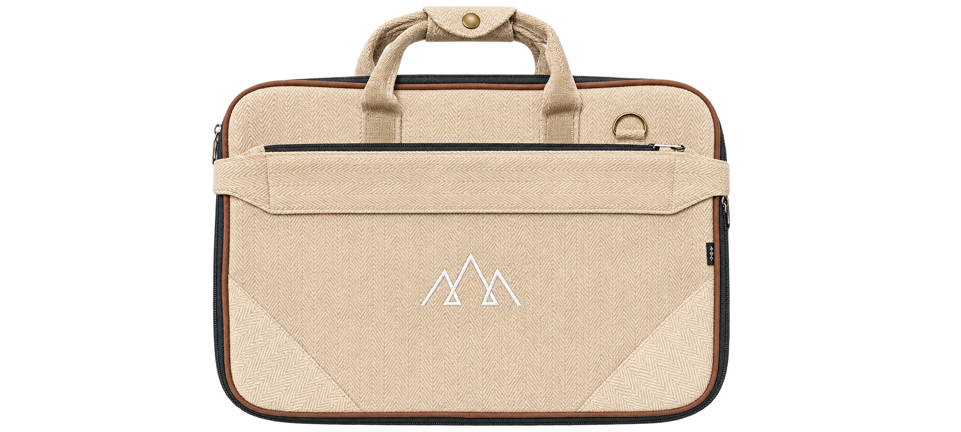 Hemp & Cotton Office Bag with Leather Accents - Multi-Compartment Laptop Briefcase - Handcrafted in Nepal - Eco-Friendly Professional Bag