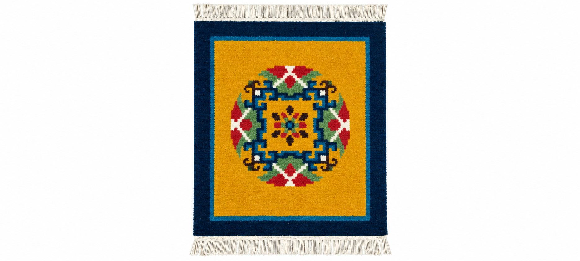 Hand-Knotted Woolen Car Seat mAT ( Set of 3 ) – 1 Long Rear (45x125 cm) & 2 Front Seats (45x45 cm) – Traditional Tibetan Design