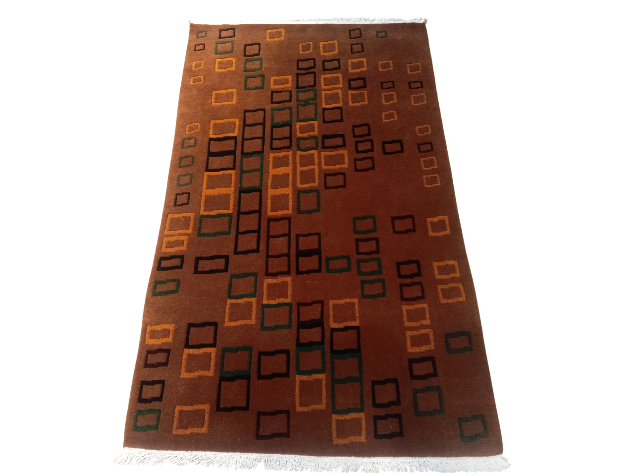 Rusty Modern Nepali Hand-Knotted Galaicha - 60 Knots Woolen Carpet (94 cm x 157 cm)