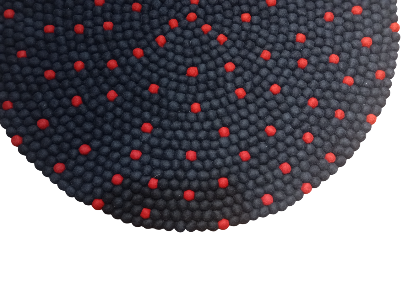 Handmade Navy Blue Wool Felt Ball Rug - 100cm Round Carpet | 100% New Zealand Wool | Eco-Friendly & Reversible
