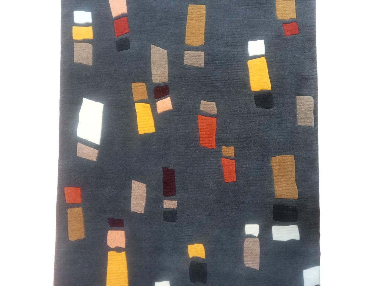 Handknotted Nepali Wool Carpet 60 Knots Navy Blue Modern Design 3.02 Ft x 5.34 Ft