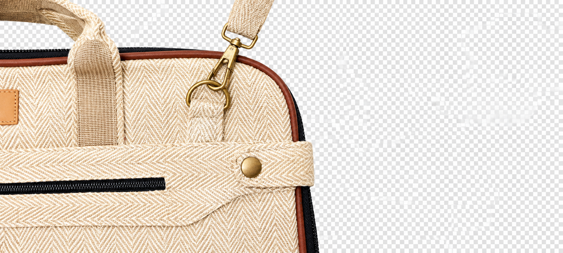 Hemp & Cotton Office Bag with Leather Accents - Multi-Compartment Laptop Briefcase - Handcrafted in Nepal - Eco-Friendly Professional Bag