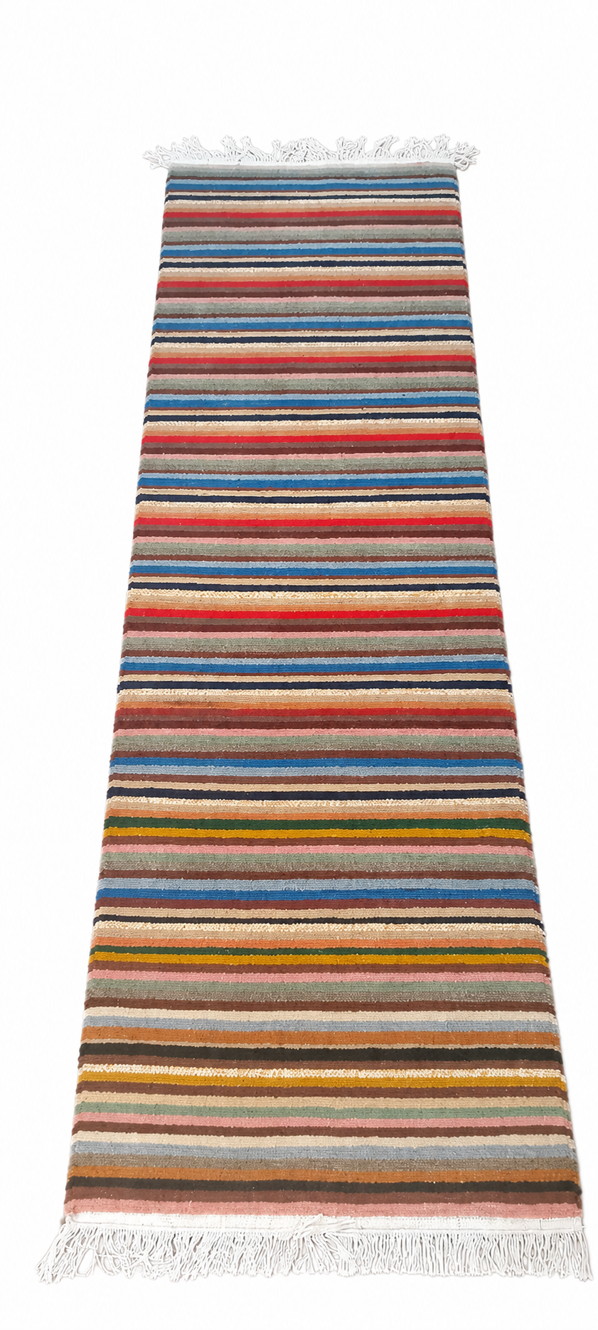 Premium Hand-Knotted Nepali Woolen Carpet Runner (60 Knots) - Traditional Allover Design Multicolor Rug for Hallway & Living Room (62cm x 200cm)