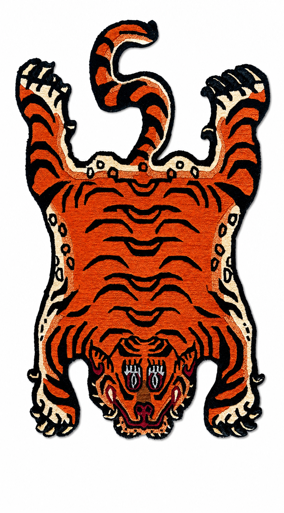Premium Handmade Red Tibetan Tiger Rug 60cm x 90cm - 100% Authentic Nepali Wool Carpet