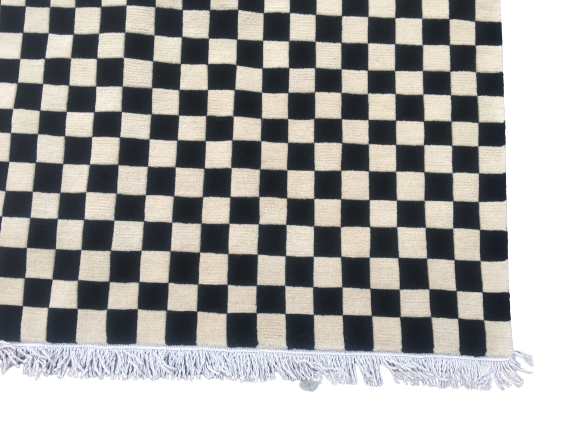 Premium Hand-Knotted Nepali Wool Rug | Light Green Modern Carpet (170x240 cm / 5.58x7.87 Ft) | 60 Knots Tibetan Weave
