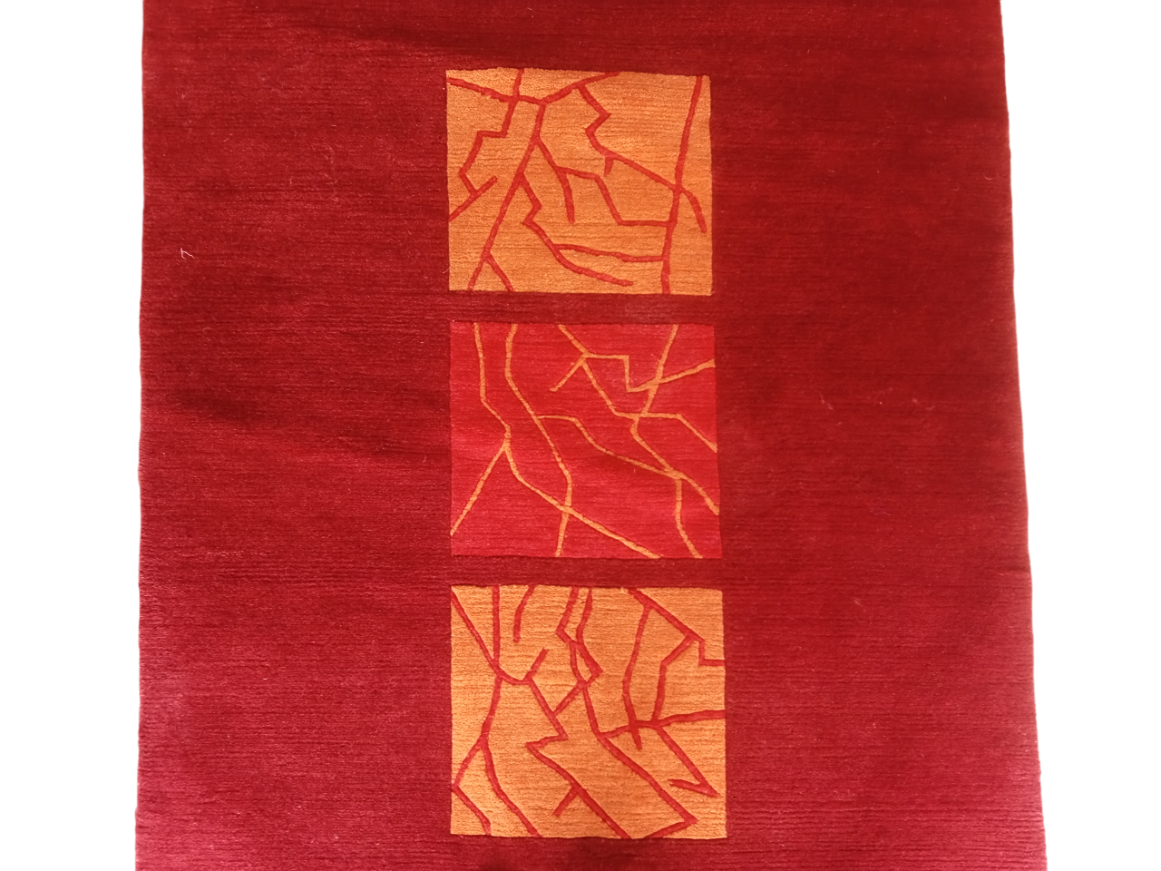 Hand-Knotted Nepali Woolen Carpet (92 x 162 cm) - Traditional Modern Red Rug (60 Knots)