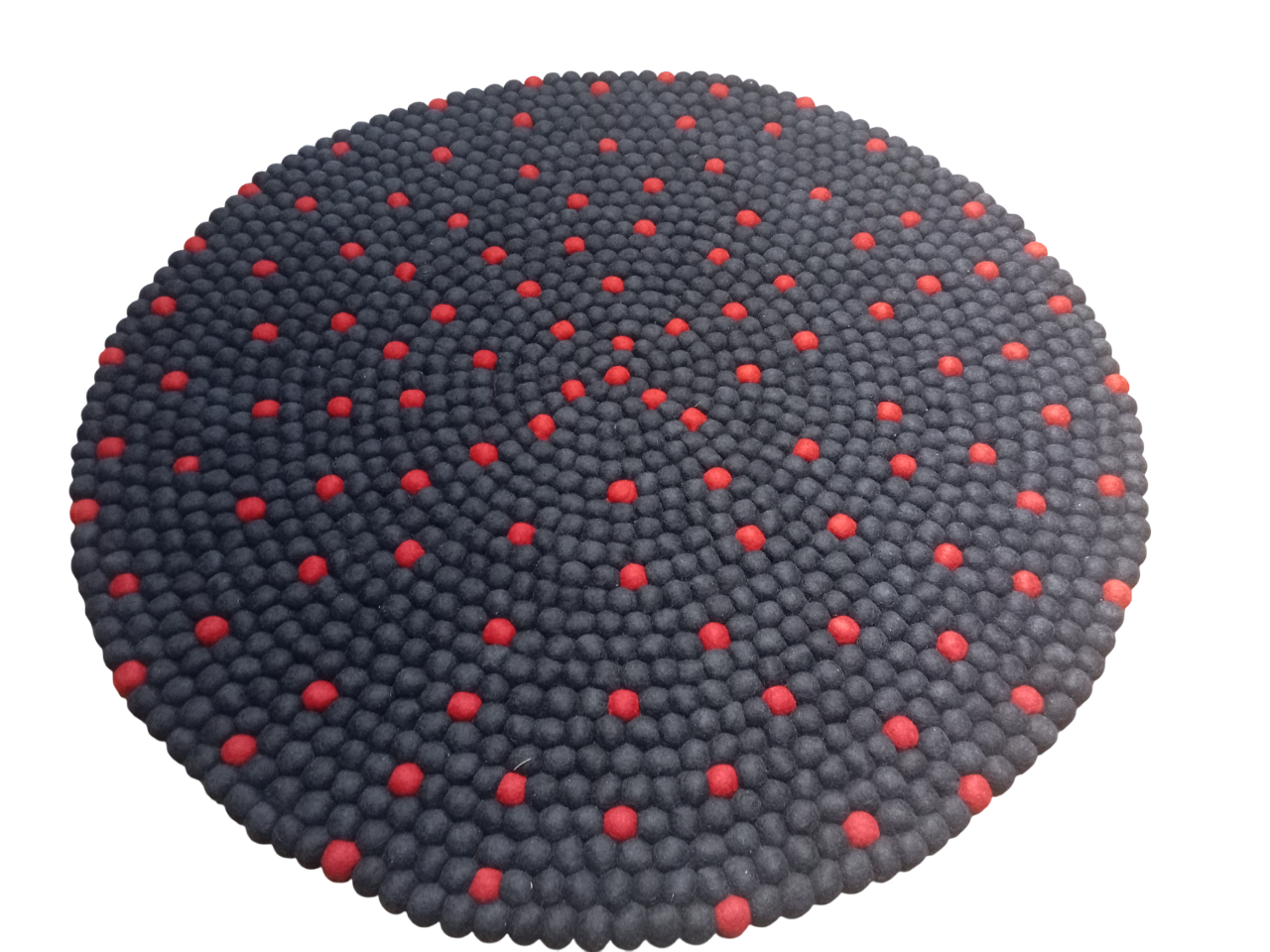 Handmade Navy Blue Wool Felt Ball Rug - 100cm Round Carpet | 100% New Zealand Wool | Eco-Friendly & Reversible