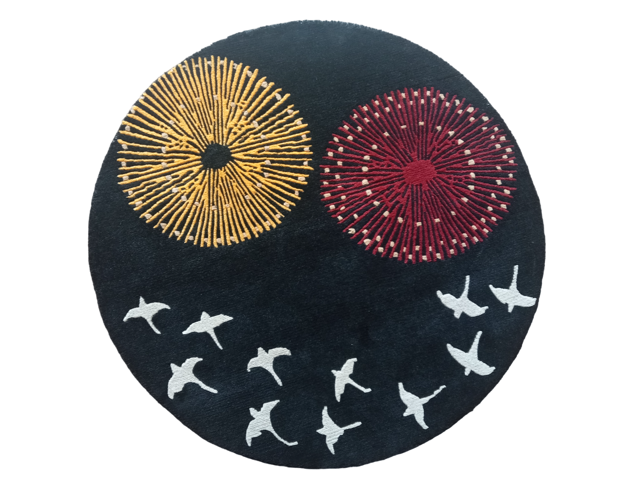 Handknotted Nepali Woolen Carpet - 60 Knots, 101cm Round, Modern Black Design