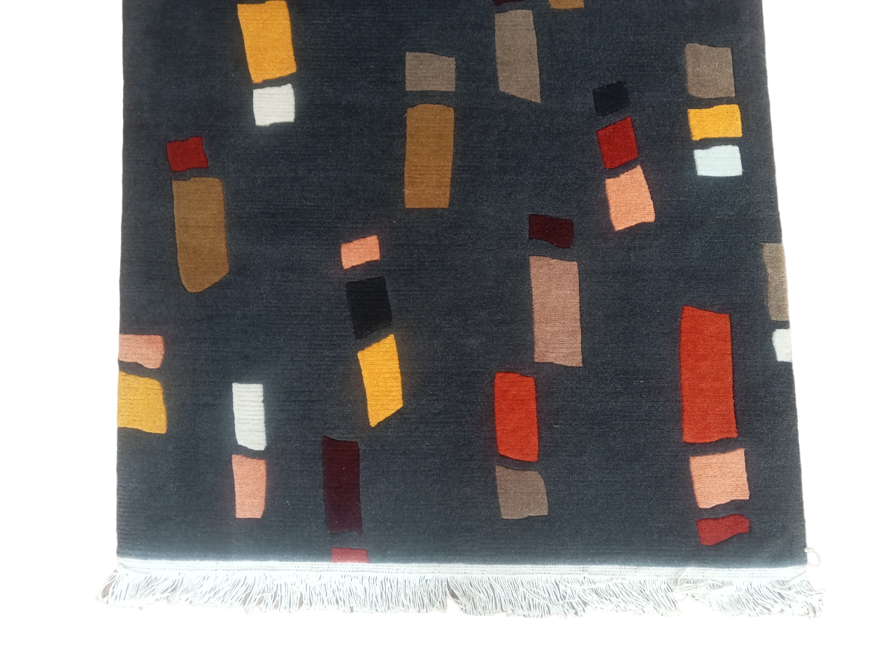 Handknotted Nepali Wool Carpet 60 Knots Navy Blue Modern Design 3.02 Ft x 5.34 Ft