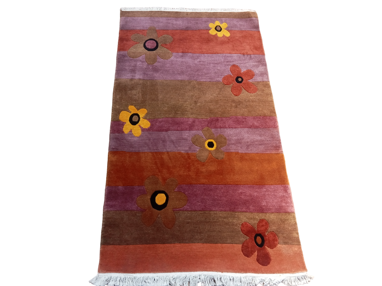 Hand-Knotted Nepali Woolen Carpet | Purple Floral Area Rug | 60 Knots (93x162 cm)
