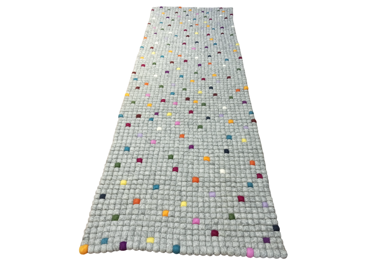 Grey With Multy Color 60 Cm x 180 Cm Felt Ball Carpet for Home/Office/Yoga Mat