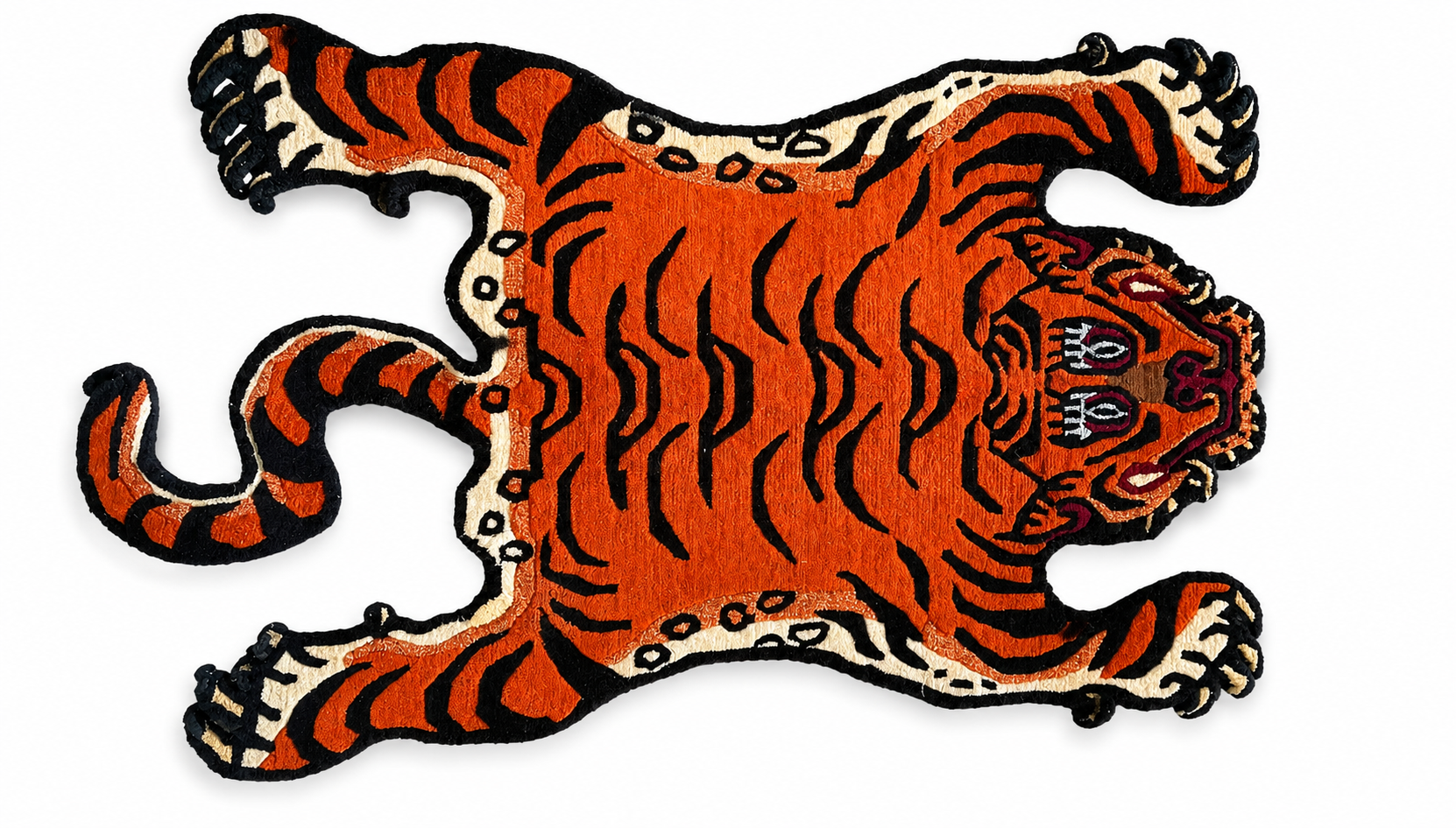 Premium Handmade Red Tibetan Tiger Rug 60cm x 90cm - 100% Authentic Nepali Wool Carpet