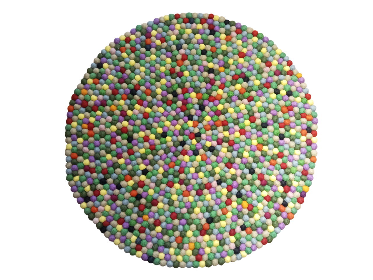 Hand-Felted Green Ball Rug | 100cm Round | Pure Wool Nepali Craftsmanship | Brand New Home Decor