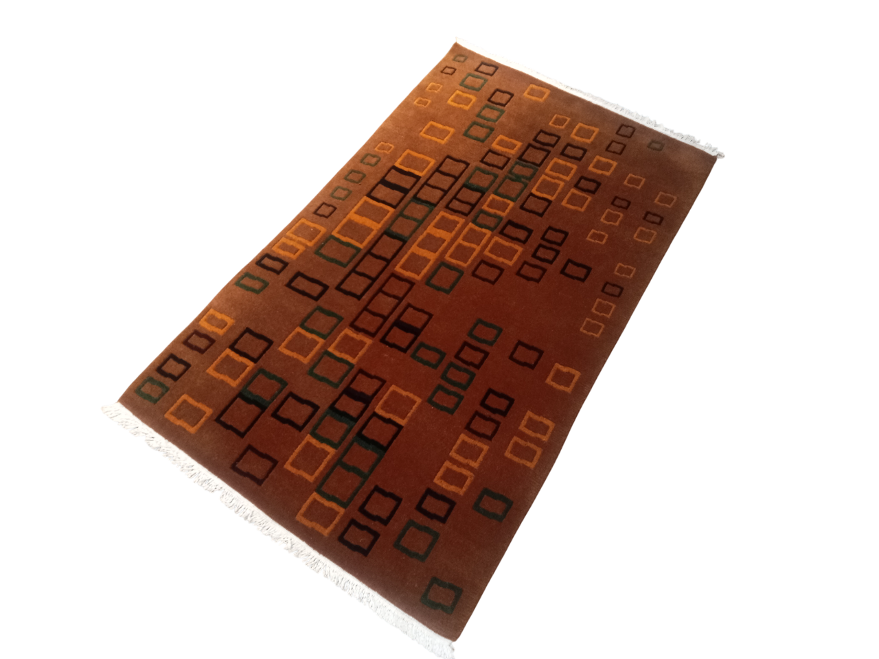 Rusty Modern Nepali Hand-Knotted Galaicha - 60 Knots Woolen Carpet (94 cm x 157 cm)