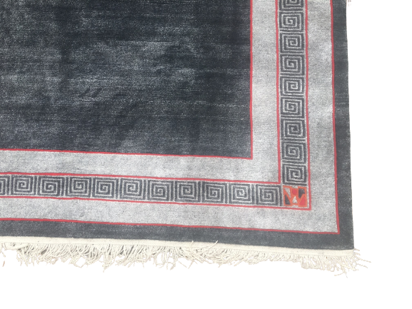 Premium Hand-Knotted Nepali Woolen Carpet - Grey Traditional Tibetan Weave Rug (60 Knots, 172 x 190 cm / 5.6x6.2 Ft)