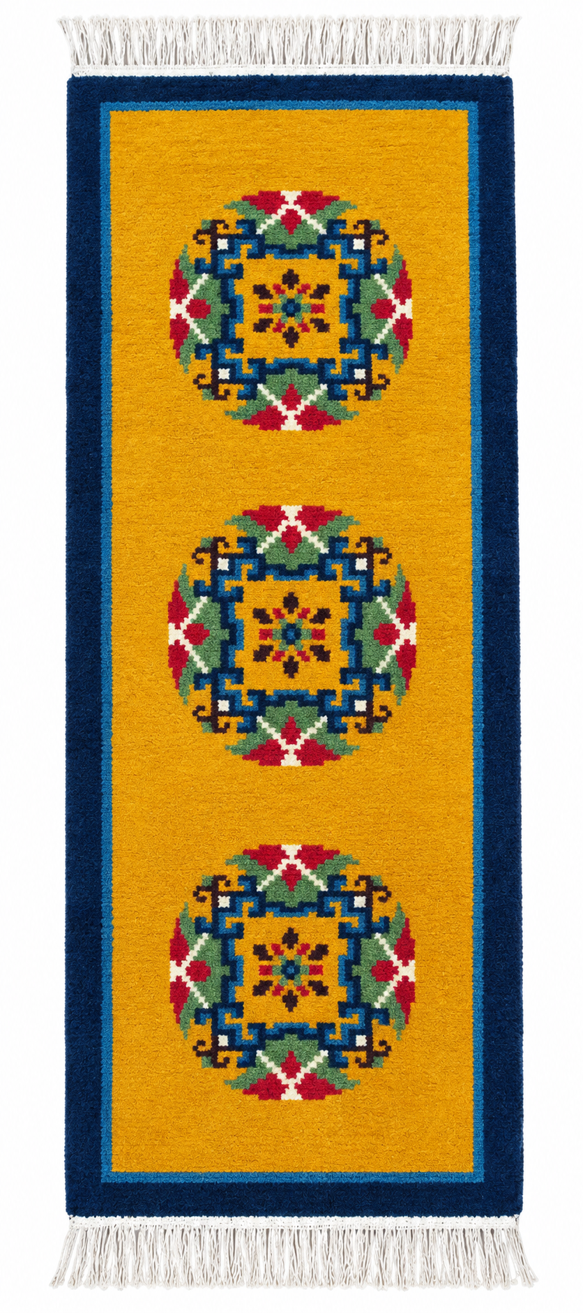 Hand-Knotted Woolen Car Seat mAT ( Set of 3 ) – 1 Long Rear (45x125 cm) & 2 Front Seats (45x45 cm) – Traditional Tibetan Design