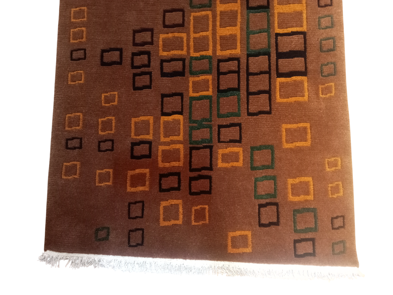 Rusty Modern Nepali Hand-Knotted Galaicha - 60 Knots Woolen Carpet (94 cm x 157 cm)