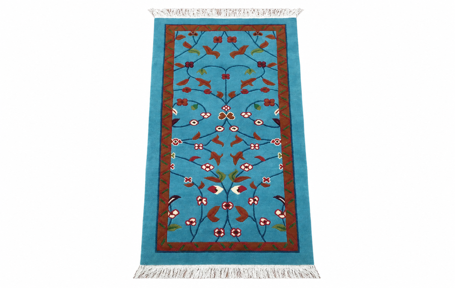 Hand-Knotted Nepali Tibetan Wool Runner Rug (70x140 cm) – 100 Knots Deep Blue Wool Carpet for Hallway & Entryway