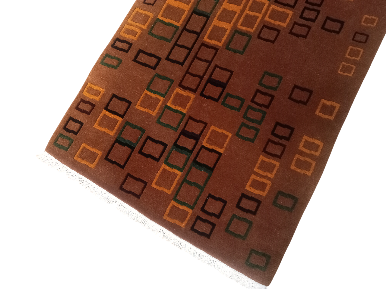 Rusty Modern Nepali Hand-Knotted Galaicha - 60 Knots Woolen Carpet (94 cm x 157 cm)