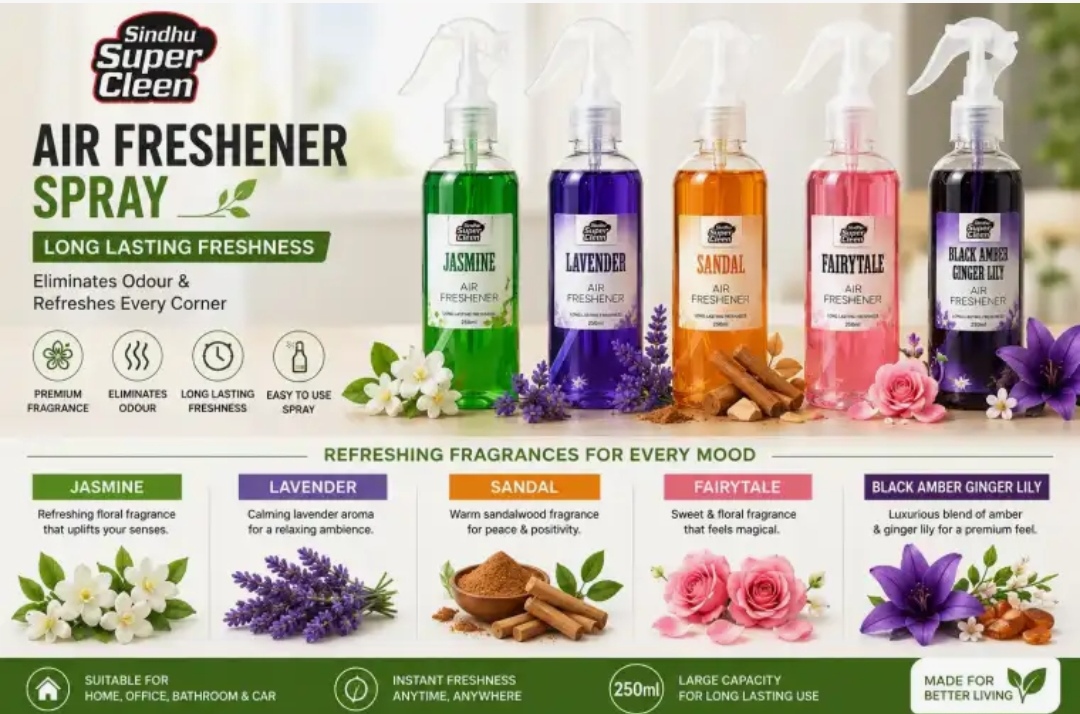 Sindhu SUPER clean air freshener 250ml long lasting room & bathroom freshener