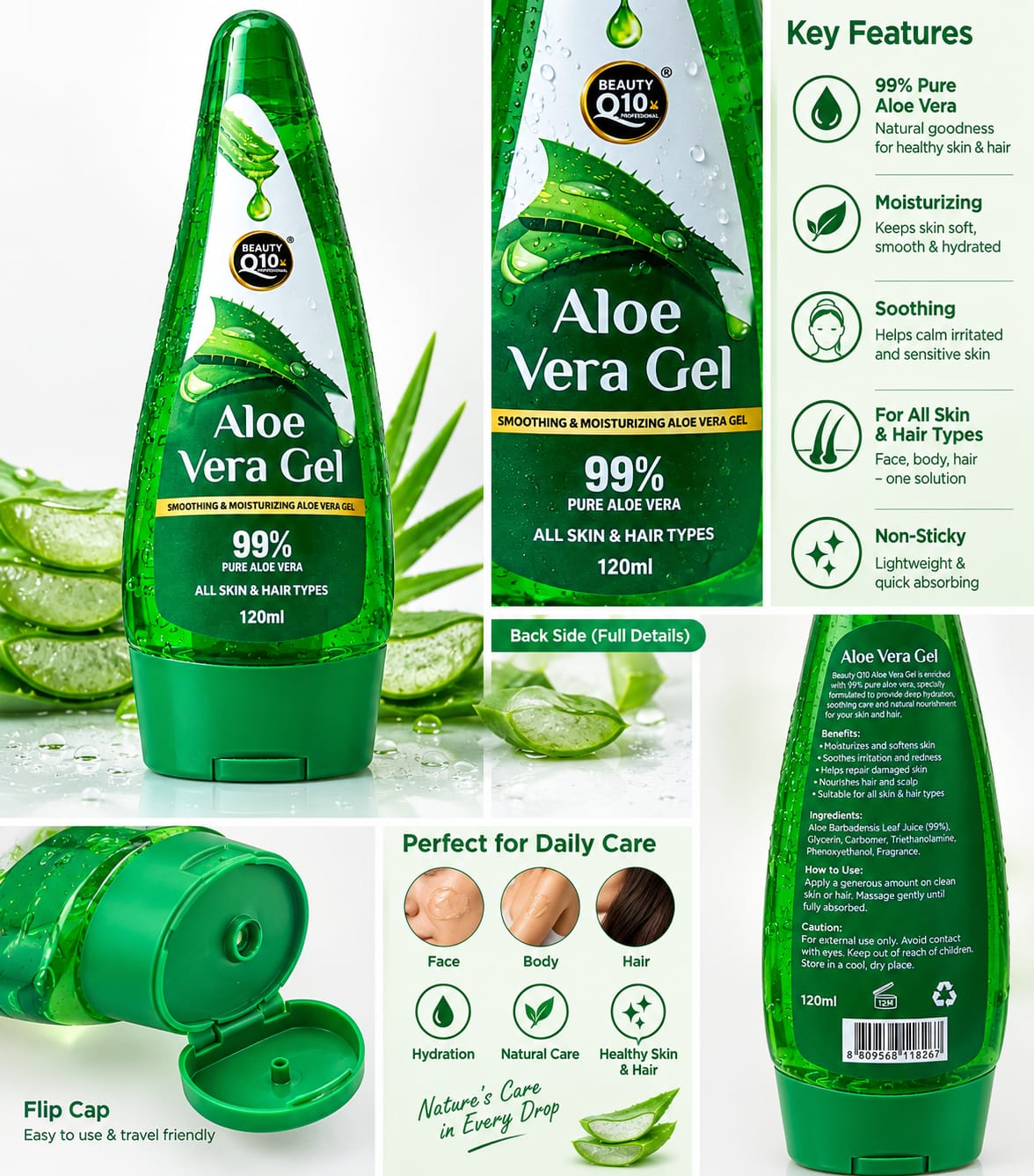 BEAUTY Q10+ PROFESSIONAL – Aloe Vera Gel 120ml