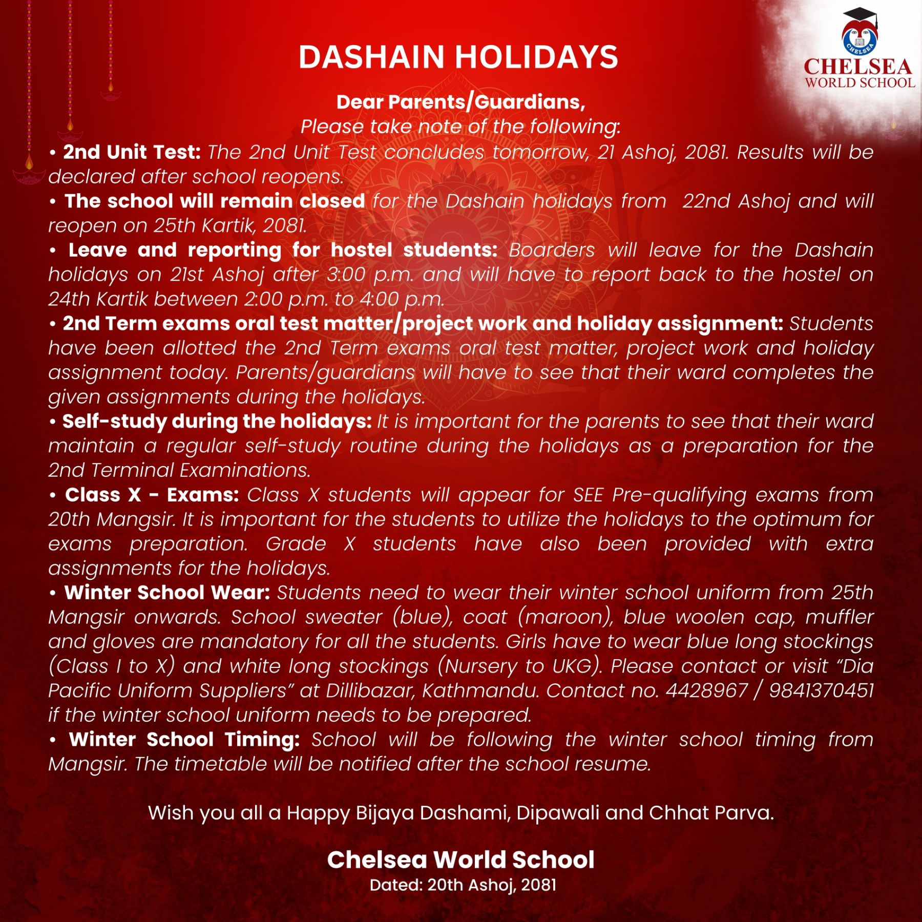 Dashain Holidays