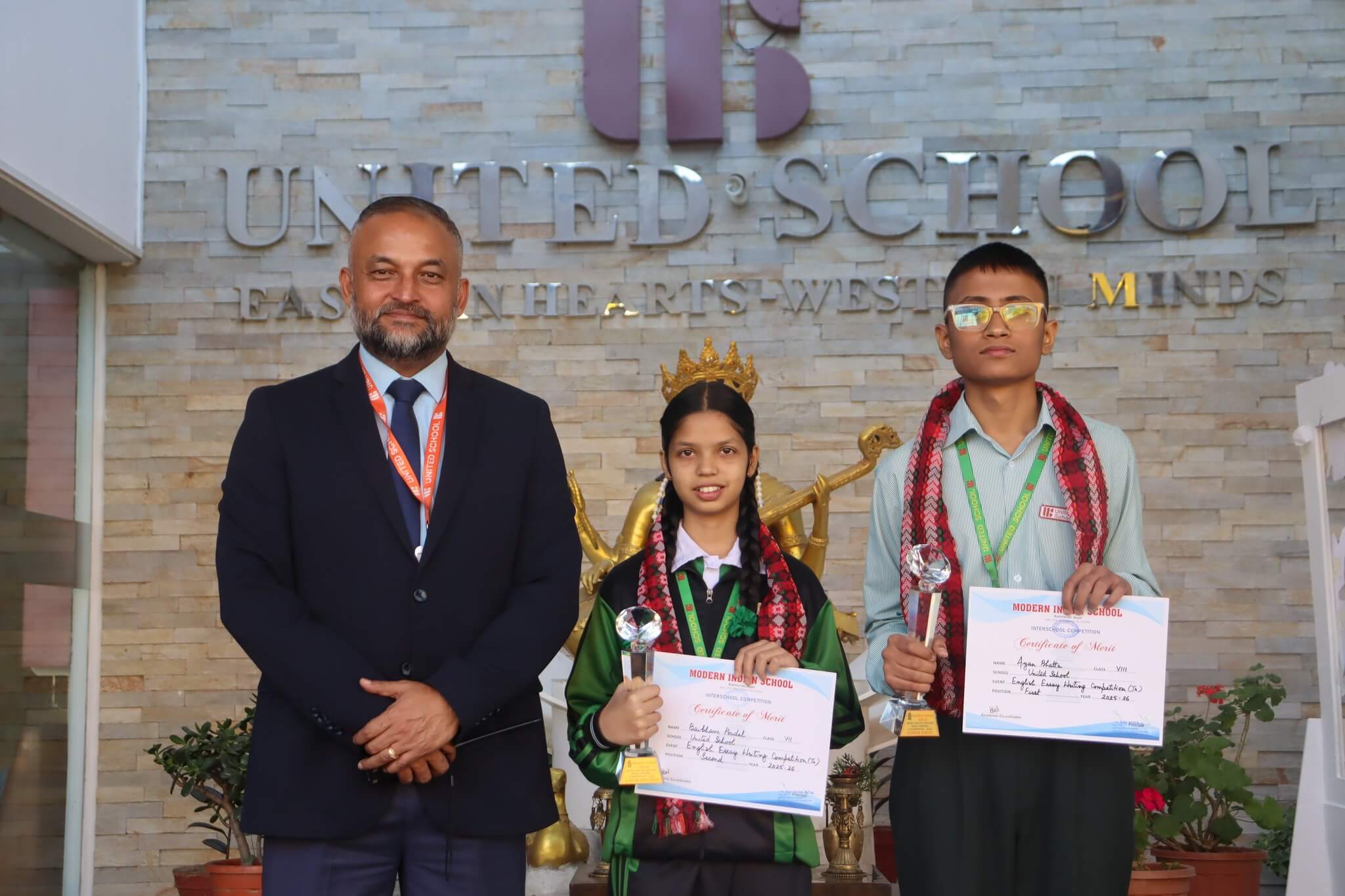 Ayan Bhatta and Baibhavi Poudel at Inter-School English Essay Writing Competition 18th August 2025