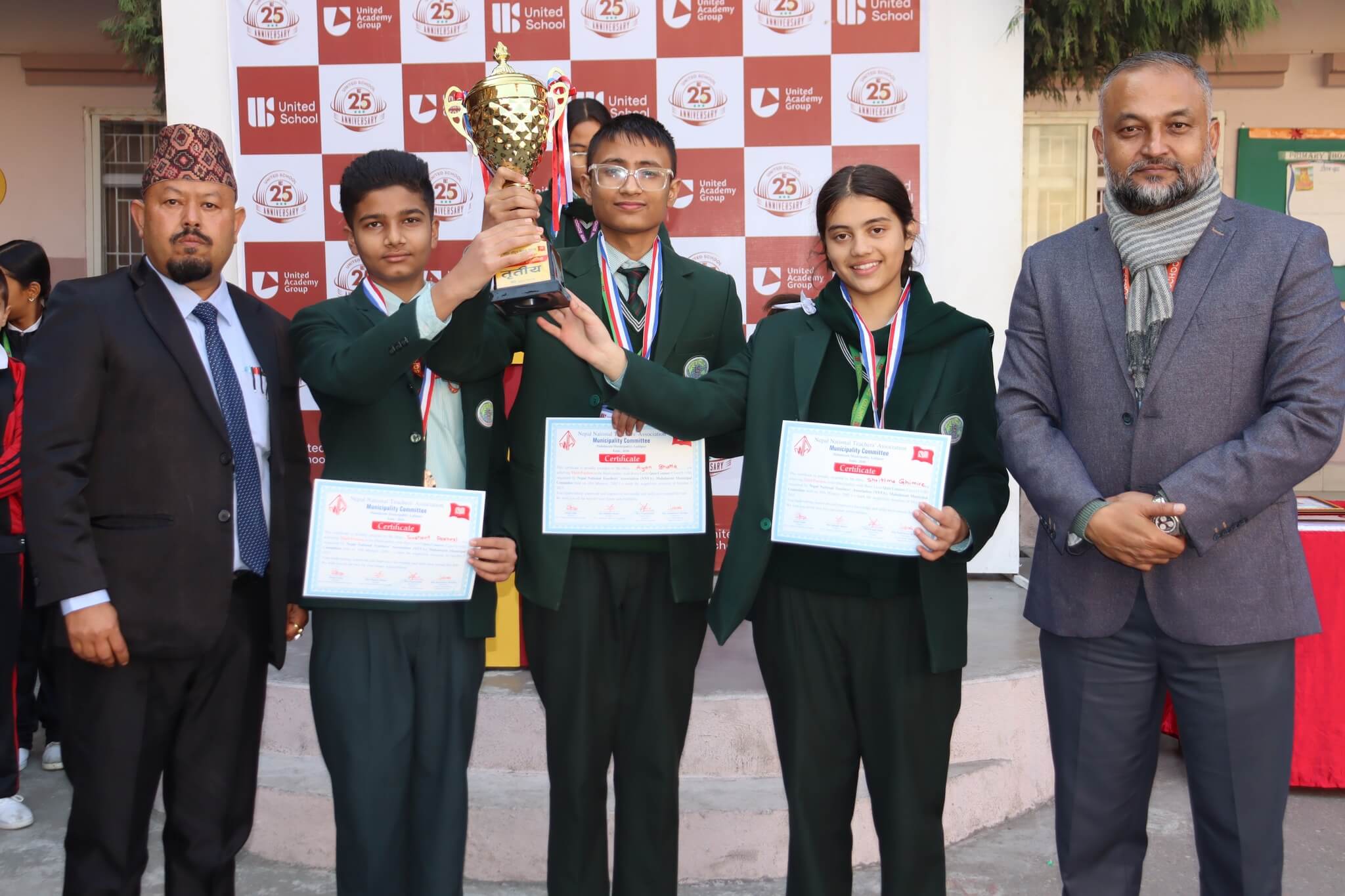 Congratulations to Ayan Bhatta, Shritima Ghimire, and Sushant Pokhrel for securing 3rd Position and successfully qualifying for the District-Level Competition! 